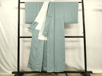 平和屋着物■上質な色無地　霞地紋　千草鼠色　正絹　逸品　DABI3865ya