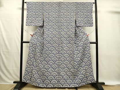 平和屋着物■上質な小紋　総絞り　青海波　正絹　逸品　DABI3867ya