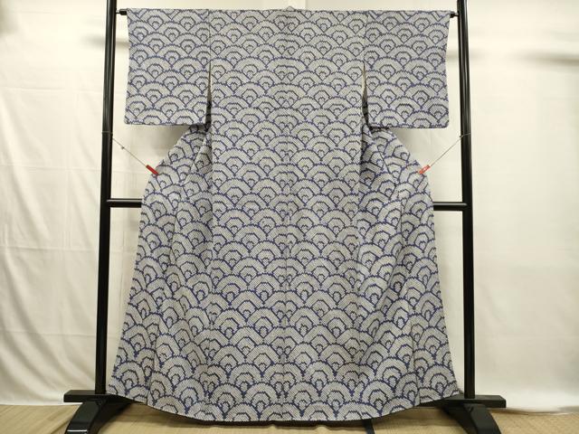 平和屋着物■上質な小紋　総絞り　青海波　正絹　逸品　DABI3867ya