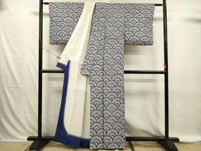 平和屋着物■上質な小紋　総絞り　青海波　正絹　逸品　DABI3867ya