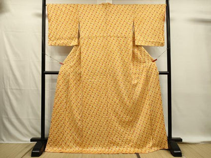 平和屋着物■上質な小紋　総絞り　舞花文　正絹　逸品　DABI3868ya