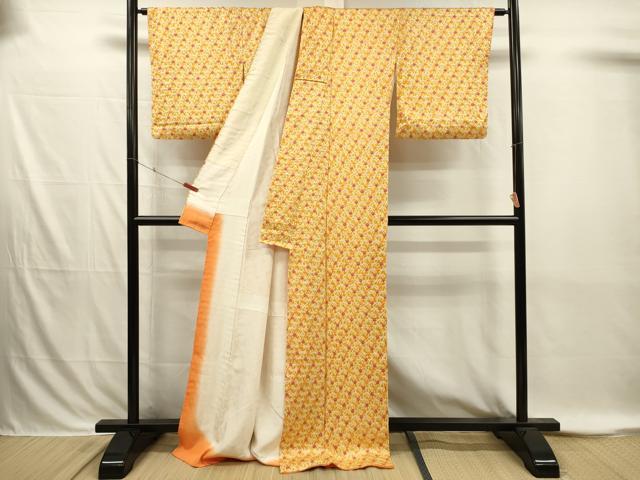 平和屋着物■上質な小紋　総絞り　舞花文　正絹　逸品　DABI3868ya