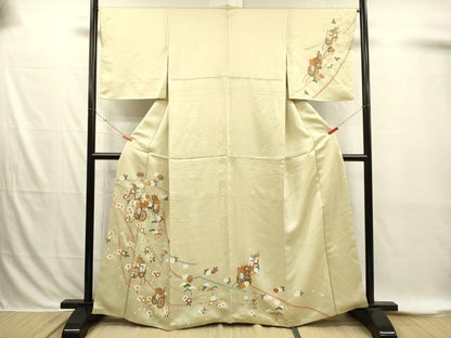 平和屋着物■訪問着　御所車花松文　金彩　正絹　逸品　DABI3874ya
