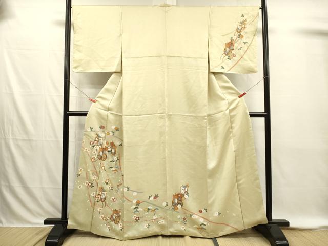 平和屋着物■訪問着　御所車花松文　金彩　正絹　逸品　DABI3874ya