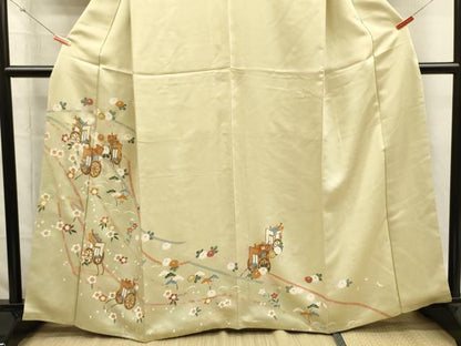 平和屋着物■訪問着　御所車花松文　金彩　正絹　逸品　DABI3874ya