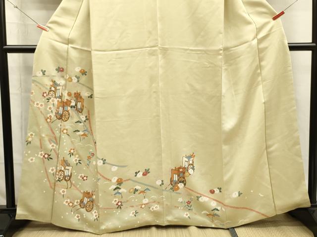 平和屋着物■訪問着　御所車花松文　金彩　正絹　逸品　DABI3874ya