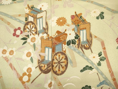 平和屋着物■訪問着　御所車花松文　金彩　正絹　逸品　DABI3874ya
