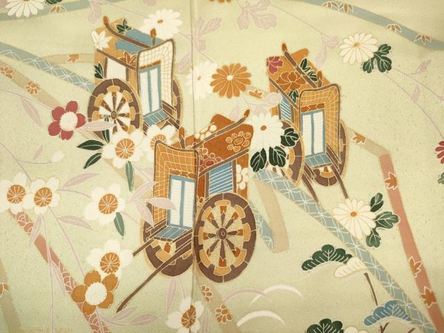 平和屋着物■訪問着　御所車花松文　金彩　正絹　逸品　DABI3874ya