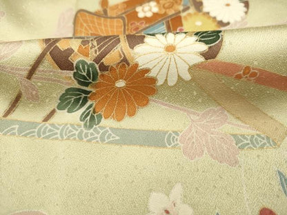 平和屋着物■訪問着　御所車花松文　金彩　正絹　逸品　DABI3874ya