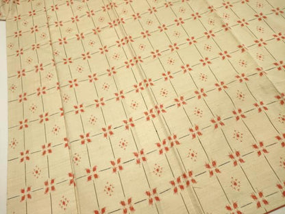 平和屋着物■上質な紬　格子花文　正絹　逸品　DABI3877ya