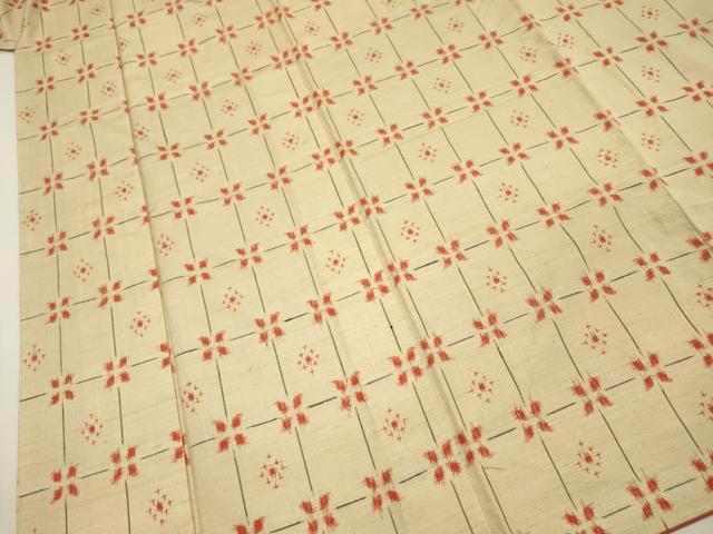 平和屋着物■上質な紬　格子花文　正絹　逸品　DABI3877ya