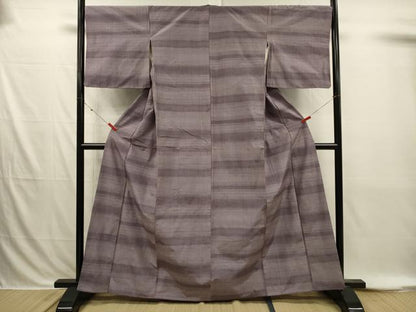 平和屋着物■上質な紬　横段文　正絹　逸品　DABI3882ya