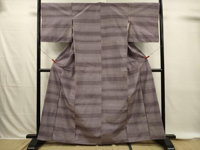 平和屋着物■上質な紬　横段文　正絹　逸品　DABI3882ya