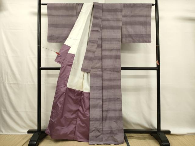 平和屋着物■上質な紬　横段文　正絹　逸品　DABI3882ya