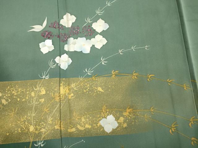 平和屋着物■訪問着　草花文　暈し染め　金彩　正絹　逸品　DABI3888ya