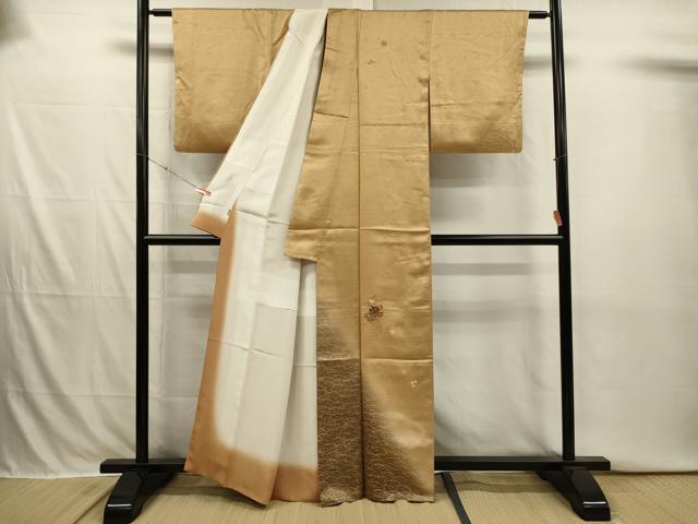 平和屋着物■訪問着　駒刺繍　花籠文　暈し染め　金彩　三越扱い　正絹　逸品　DABI3891ya