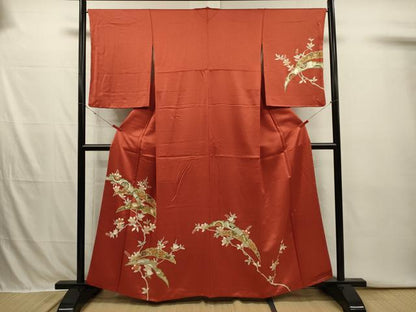 平和屋着物■訪問着　雪芝飛鶴花文　金彩　正絹　逸品　DABI3892ya