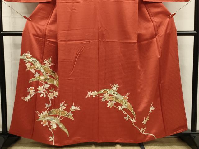 平和屋着物■訪問着　雪芝飛鶴花文　金彩　正絹　逸品　DABI3892ya