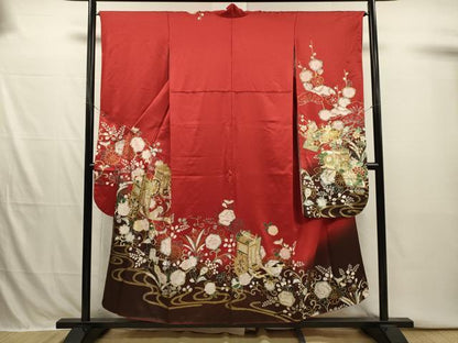 平和屋着物■豪華振袖　御所車花文　暈し染め　金銀彩　正絹　逸品　DABI3894ya