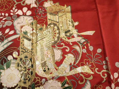 平和屋着物■豪華振袖　御所車花文　暈し染め　金銀彩　正絹　逸品　DABI3894ya