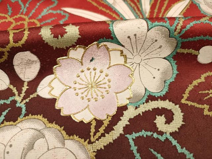 平和屋着物■豪華振袖　御所車花文　暈し染め　金銀彩　正絹　逸品　DABI3894ya