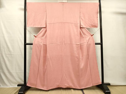 平和屋着物■上質な色無地　網目地紋　一斤染色　正絹　逸品　DABI3895ya