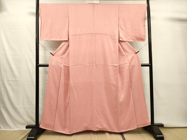 平和屋着物■上質な色無地　網目地紋　一斤染色　正絹　逸品　DABI3895ya