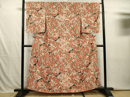 平和屋着物■上質な小紋　枝花文　枝梅　金彩　正絹　逸品　DABI3898ya
