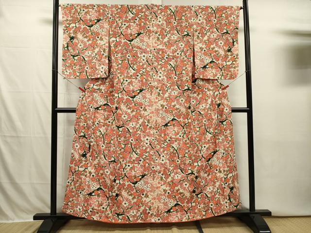 平和屋着物■上質な小紋　枝花文　枝梅　金彩　正絹　逸品　DABI3898ya
