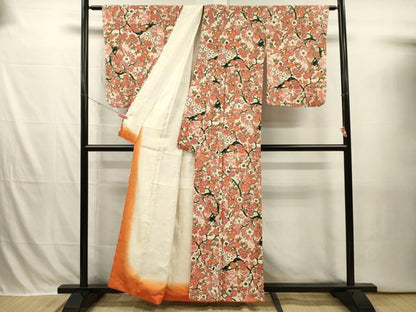 平和屋着物■上質な小紋　枝花文　枝梅　金彩　正絹　逸品　DABI3898ya