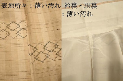 平和屋着物■上質な紬　横段菱文　正絹　逸品　DABI3902ya