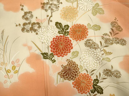 平和屋着物■訪問着　駒刺繍　草花文　暈し染め　金彩　正絹　逸品　DABI3903ya