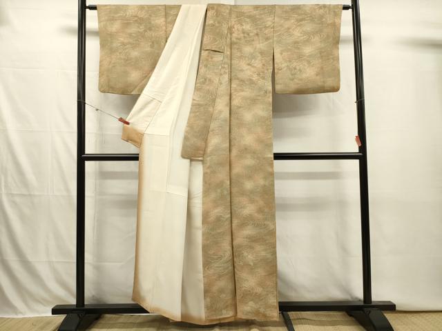 平和屋着物■上質な小紋　流水花文　暈し染め　正絹　逸品　DABI3907ya