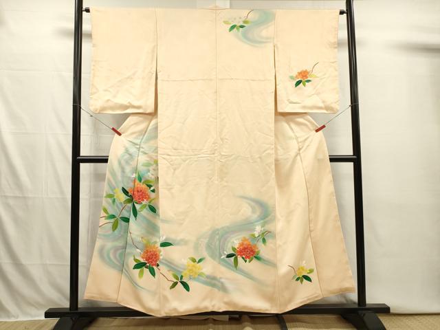 平和屋着物■訪問着　刺繍　草花文　暈し染め　銀糸　正絹　逸品　DABI3908ya