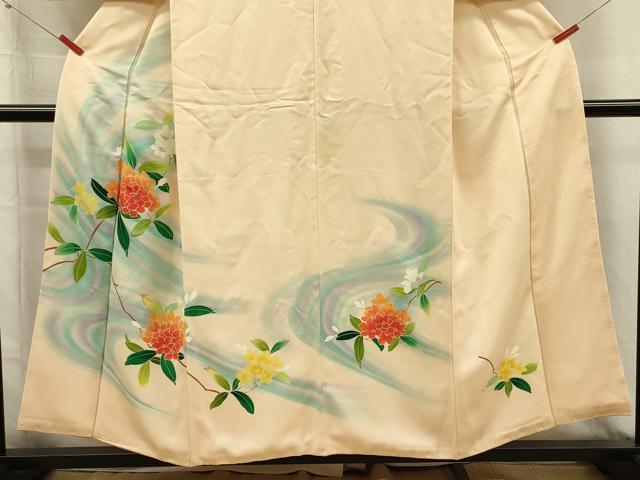 平和屋着物■訪問着　刺繍　草花文　暈し染め　銀糸　正絹　逸品　DABI3908ya