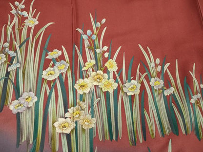 平和屋着物■訪問着　刺繍　草花文　暈し染め　金銀糸　正絹　逸品　DABI3910ya