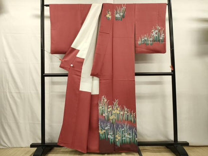 平和屋着物■訪問着　刺繍　草花文　暈し染め　金銀糸　正絹　逸品　DABI3910ya
