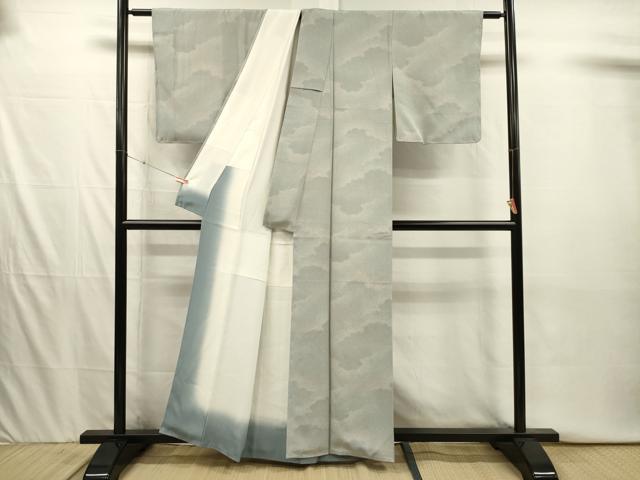 平和屋着物■上質な小紋　作家物　雲取り文　暈し染め　正絹　逸品　未使用　DABI3911ya