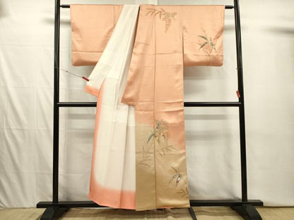 平和屋着物■訪問着　駒刺繍　草花松文　暈し染め　金彩　正絹　逸品　DABI3916ya