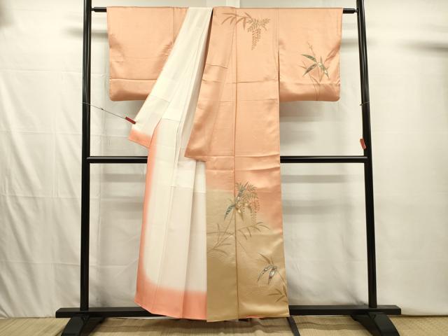 平和屋着物■訪問着　駒刺繍　草花松文　暈し染め　金彩　正絹　逸品　DABI3916ya