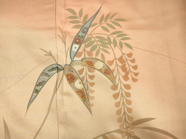 平和屋着物■訪問着　駒刺繍　草花松文　暈し染め　金彩　正絹　逸品　DABI3916ya