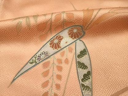 平和屋着物■訪問着　駒刺繍　草花松文　暈し染め　金彩　正絹　逸品　DABI3916ya