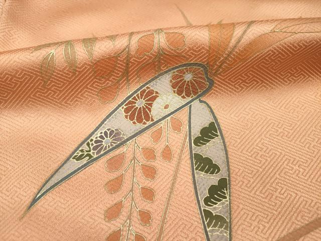 平和屋着物■訪問着　駒刺繍　草花松文　暈し染め　金彩　正絹　逸品　DABI3916ya
