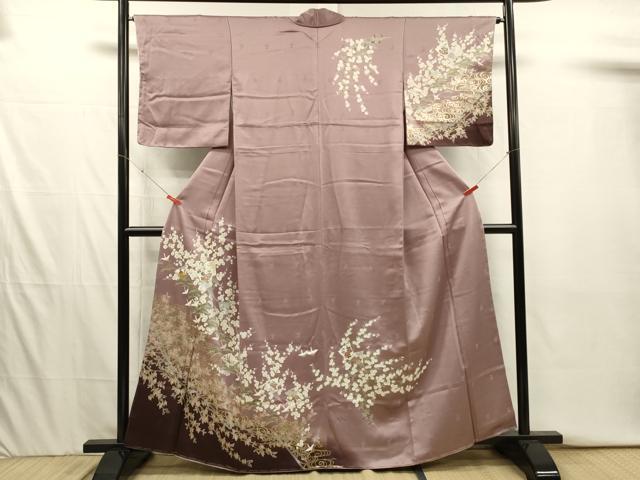 平和屋着物■訪問着　扇面飛鶴花松文　暈し染め　金彩　正絹　逸品　未使用　DABI3917ya