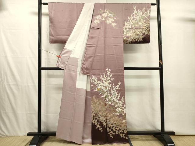 平和屋着物■訪問着　扇面飛鶴花松文　暈し染め　金彩　正絹　逸品　未使用　DABI3917ya