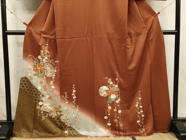 平和屋着物■訪問着　駒刺繍　花鼓文　暈し染め　金彩　正絹　逸品　DABI3918ya