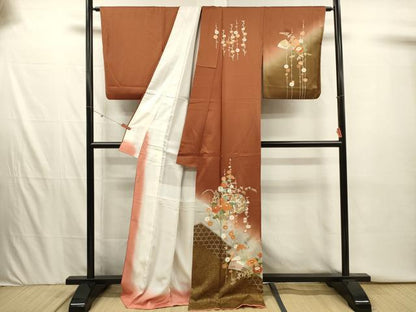 平和屋着物■訪問着　駒刺繍　花鼓文　暈し染め　金彩　正絹　逸品　DABI3918ya