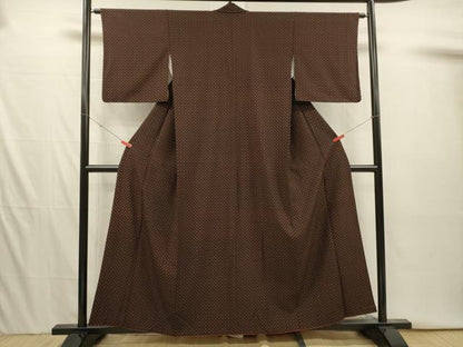 平和屋着物■小紋　七宝繋ぎ　黒地　洗える着物　DABI3922ya