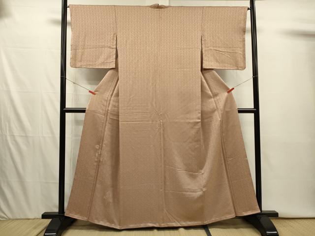平和屋着物■色留訪問着　花籠地紋　青海波　柴染色　正絹　逸品　DABI3923ya
