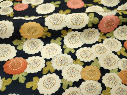 平和屋着物■上質な小紋　花尽くし　黒地　金彩　正絹　逸品　DABI3924ya